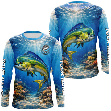 Maxcorners Personalized Offshore Fishing Jerseys, Mahi Mahi Fishing Shirts Long Sleeve For Men LM2704