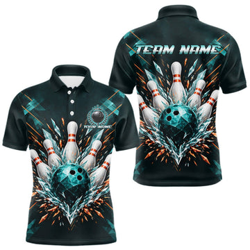 Maxcorners Personalized Geometric Crystal Tournament Polo Team Bowling Shirt, Bowling Shirt For Men LM2709