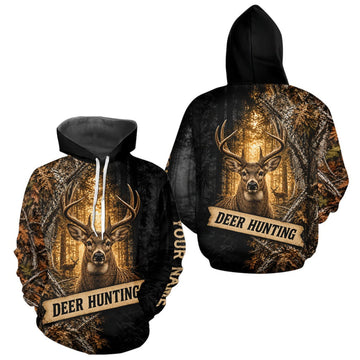 Maxcorners Whitetail Deer Custom Name 3D All Over Printed Shirts, Deer Hunting Shirt, Hunting Season LM2709
