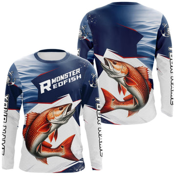 Maxcorners Offshore Sport Fishing Redfish Monster, Long Sleeve Redfish Fishing Jersey For Men LM0609