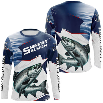 Maxcorners Offshore Sport Fishing Chinook Salmon Monster, Long Sleeve Salmon Fishing Jersey For Men LM0609