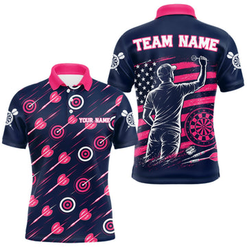 Maxcorners Pink Dart Board Player Polo Shirt For Men Custom Darts Team Darts Tournament Jersey LM0510