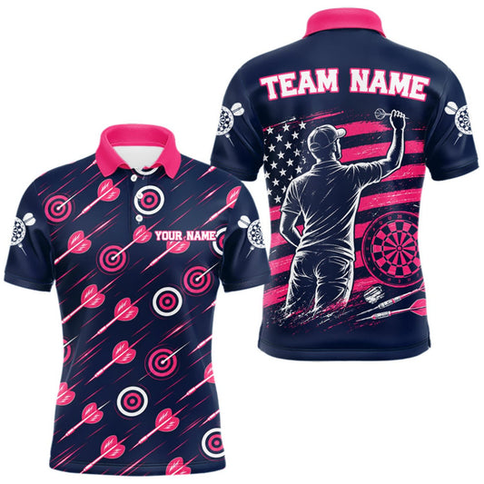 Maxcorners Pink Dart Board Player Polo Shirt For Men Custom Darts Team Darts Tournament Jersey LM0510