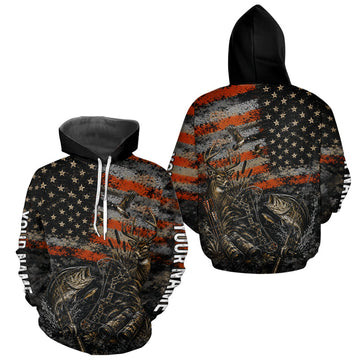 Maxcorners Hunting Fishing American Flag Whitetail Deer Largemouth Bass Outdoor Gift  LM1508