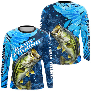 Maxcorners Bass Fishing Shirt For Men, Ice Fishing Shirt, Largemouth Bass Long Sleeve Fishing Gift LM1508