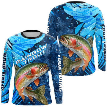 Maxcorners Rainbow Trout Fishing Shirt For Men, Ice Fishing Shirt, Rainbow Trout Long Sleeve Fishing Gift LM1508