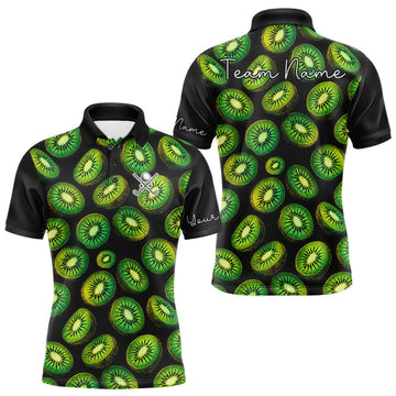Maxcorners Funny Colorful Kiwi In Dark Golf Men's Polo Shirt, Funny Fruit Pattern Polo Top