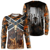 Maxcorners Hunting Shirt with Running Deer Design US Flag - Orange Camo Custom Name 3D Print