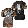 Maxcorners Hunting Shirt with Running Deer Design US Flag - Orange Camo Custom Name 3D Print