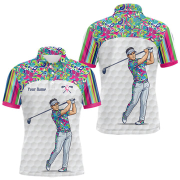 Maxcorners Personalized Golf Polo Shirt Custom Name Golf Shirt Funny Golfer Gift Men Golf Jersey Colorful Golf Outfit LM0404