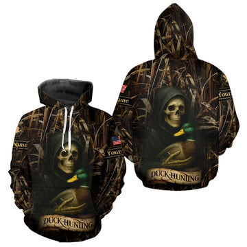 Maxcorners Duck Hunting Camouflage US Flag Custom 3D All Over Printed Shirts Personalized Hunting gift LM1109