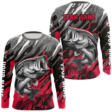 Maxcorners Personalized Bass Fishing Sport Jerseys, Bass Fishing Shirts Long Sleeve For Men LM2602