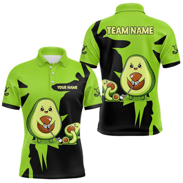 Maxcorners Green Golf Jerseys Funny Avocado Golf Shirts For Men Custom Golf Team Shirts For Golfers LM1005