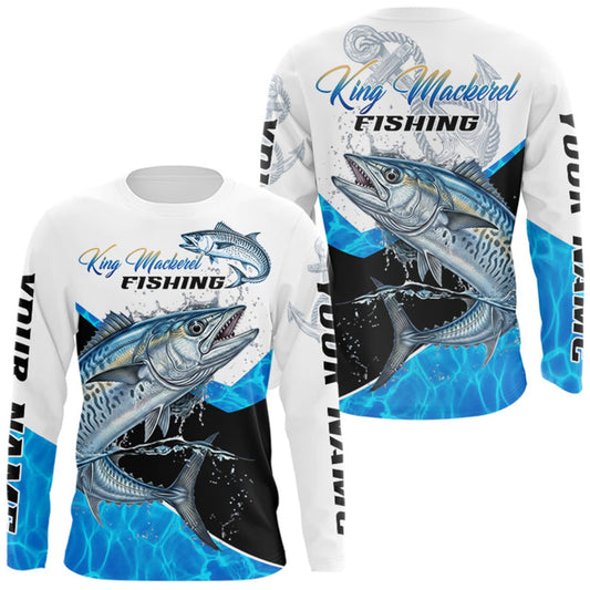 Maxcorners Custom King Mackerel Saltwater Fishing Shirts Long Sleeve Designed For Deep Sea Anglers LM1508