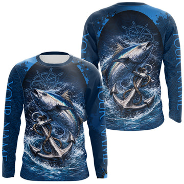 Maxcorners Custom Tuna Fishing Camo Long Sleeve Fishing Shirts, Personalized Tuna Fishing Shirt LM1501