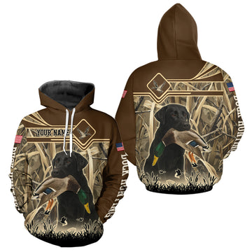 Maxcorners Mallard Duck Hunting Camouflage Shirt With Black Labrador Retriever, Duck Hunting Season 
 LM1109