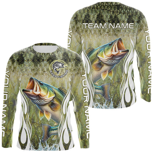 Maxcorners Personalized Bass Team Fishing Shirt - Long Sleeve Tournament Fishing Apparel LM2306