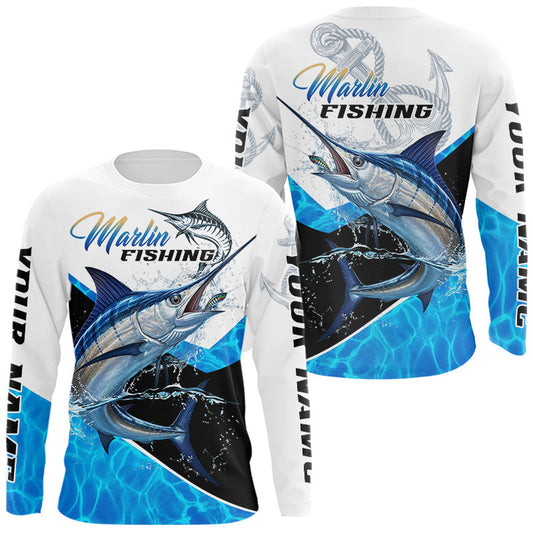 Maxcorners Custom Marlin Saltwater Fishing Shirt Long Sleeve Designed For Deep Sea Anglers LM2306