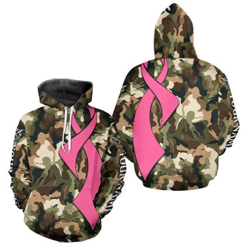 Maxcorners Custom Pink Ribbon Woodland Camo Hunting Shirt, Personalized Awareness Hunting Shirt LM2709