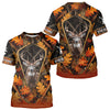 Maxcorners Personalized Whitetail Deer Hunting 3D All Over Printed Hoodie Orange Autumn Leaves Camo LM2608