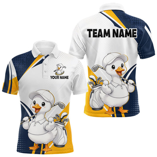 Maxcorners Funny Cartoon Duck Mens Golf Polo Shirt Personalised Team Duck Apparel LM1307