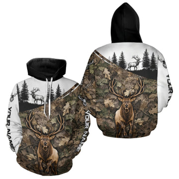 Maxcorners Best Elk Hunting Shirt, Custom Running Elk Camo 3D All Over Print For Hunter LM2709