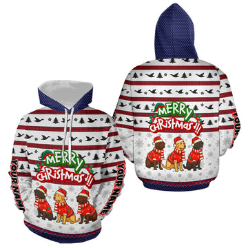 Maxcorners Custom Merry Christmas Shirt – Personalized Duck Hunting Christmas Shirt with Custom Name LM1411