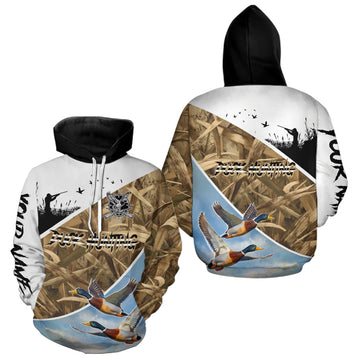 Maxcorners Mallard Duck Hunting Shirts, Best Hoodie Hunting Gifts, Duck Hunting Camo Shirts