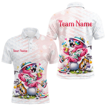 Maxcorners Personalized Mens Golf Polo Shirt With Flamingo Sleep– Funny Cartoon Pattern For Golfer