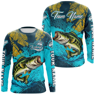 Maxcorners Custom Largemouth Bass Fishing Long Sleeve Tournament Shirts, Bass Fishing Shirts For Men LM0503