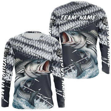 Maxcorners Striped Bass Striper Fishing Custom Performance Fishing Shirts, Fishing Jersey Shirt LM1203