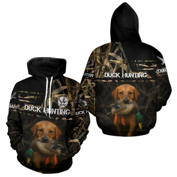 Maxcorners Mallard Duck Hunting Yellow Lab Custom Name 3D All Over Print Shirt, Lab Dog Hunting Gifts LM1109