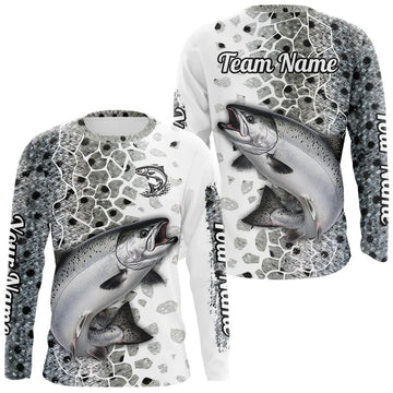 Maxcorners Chinook Salmon (King Salmon) Fishing Camo Performance Fishing Shirts Long Sleeve For Fisher LM1903