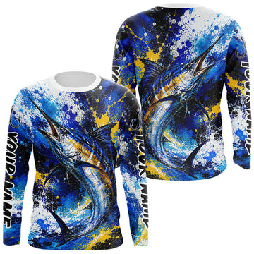 Maxcorners Custom Marlin Fishing Jersey - Saltwater Fishing Shirt Long Sleeve For Men LM2405