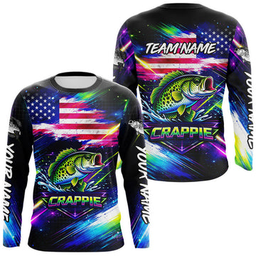 Maxcorners Personalized Crappie Fishing Jerseys, Custom American Flag Fishing Shirts Long Sleeve For Men LM2603