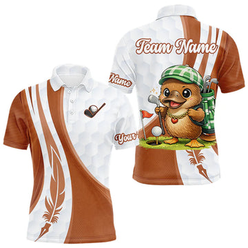 Maxcorners Funny Mens Golf Polo Shirt Custom Brown And White Platypus Pattern White Golf Shirts LM1903