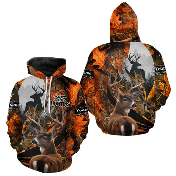Maxcorners Whitetail Deer Hunting Orange Camo 3D Printed Shirts, Hunting Hoodie Gift for Men LM2711