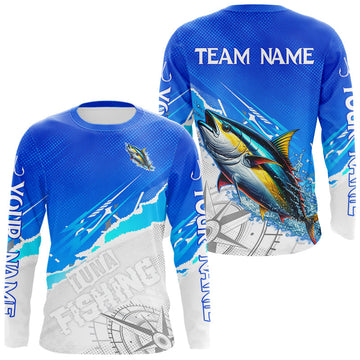 Maxcorners Tuna Fishing Custom Fishing Shirts Long Sleeve For Men, Tuna Saltwater Fishing Shirt LM0404