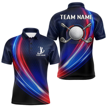 Maxcorners Custom Red Blue Mens Golf Polo Shirts Personalized Golf Gifts, Team Golf Shirts LM1508