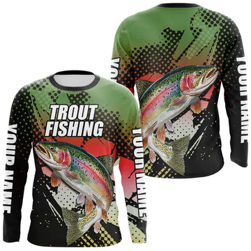 Maxcorners Rainbow Trout Fishing Shirts Long Sleeve Custom Name, Fishing Team Shirts LM2602