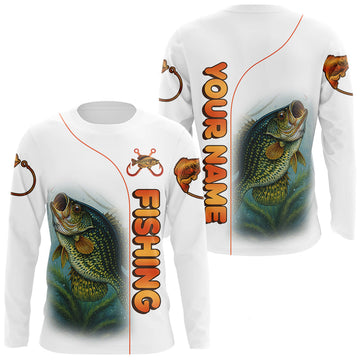 Maxcorners Crappie Fishing White Fishing Team Crappie Custom Name Long Sleeve UV Protection Fishing Shirts LM0404