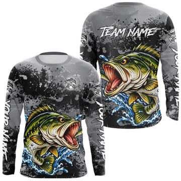 Maxcorners Personalized Bass Fishing Jerseys, Custom Long Sleeve Bass Fishing Team Fishing Shirts LM0410