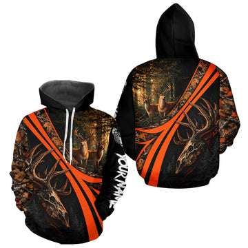 Maxcorners Personalized Whitetail Deer Hunting Forest Camo 3D Printed Shirts, Best Deer Hunting Gifts For Men LM2709