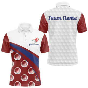 Maxcorners Funny Golf Balls Pattern Mens Golf Polo Shirts Custom Name Golf Apparel For Men | Red LM1705
