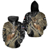 Maxcorners Whitetail Deer Hunting Brown and Black Camo Shirts with US Flag, Personalized Hunting Shirt LM0409