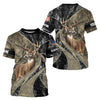 Maxcorners Whitetail Deer Hunting Brown and Black Camo Shirts with US Flag, Personalized Hunting Shirt LM0409