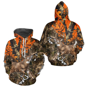 Maxcorners Personalized Whitetail Deer Hunting Camo Full Printing Shirts Deer Hunting Gift for Hunters LM1411