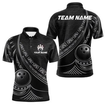 Maxcorners Black Tribal Pattern Mens Bowling Shirts Custom Bowling Outfit Men Team Bowling League Jersey LM1910