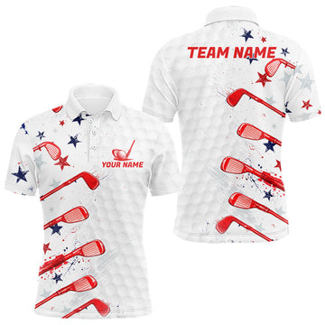 Maxcorners Mens Golf Polo Shirt Custom America 250Th Golf Shirts Personalized Team Golf Top, White Golf Shirt LM2405
