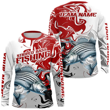 Maxcorners Red Camo Striped Bass Fishing Custom Shirts, Striped Bass Team Fishing Jerseys LM0609
